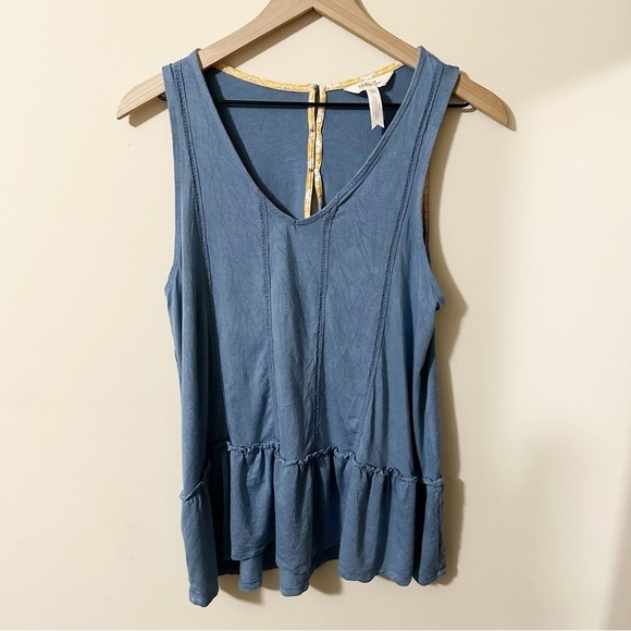 Matilda Jane Tops - Matilda Jane Womens Blue Ruffle Tank Top Back Buttons Sz. Medium